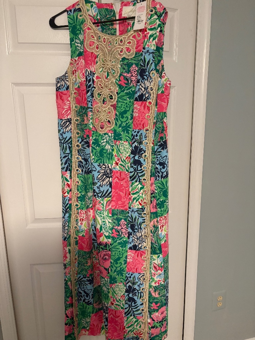 NWT Lilly Pulitzer size 14 Edita Maxi Dress Multi Party Punch Patch